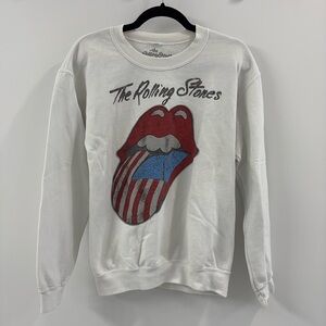 Vintage white the Rolling Stones crew neck pullover sweatshirt